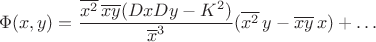 $$ 
\Phi(x,y)=\frac{\overline{x^2}\,\overline{xy}(DxDy-K^2)}{\overline x^3}(\overline{x^2}\,y-\overline{xy}\,x)+\ldots
$$