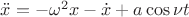 $\ddot{x}=-\omega^2 x-\dot{x}+a\cos\nu t$