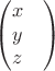 $$\begin{pmatrix}
x  & \\
y  & \\
z  & 
\end{pmatrix}$$