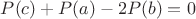 $P(c)+P(a)-2P(b)=0$