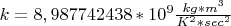 $k=8,987742438*10^9 \frac{kg*m^3}{K^2*sec^2}$
