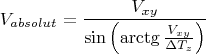 $$V_{absolut}=\frac{V_{xy}}{\sin\left(\arctg \frac{V_{xy}}{\Delta T_z}\right)}$$
