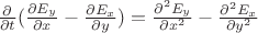 $ \frac{\partial }{\partial t} (\frac{\partial {E_y}}{\partial x}} - \frac{\partial {E_x}}{\partial y}) = \frac{\partial^2 {E_y}}{\partial {x^2}} - \frac{\partial^2 {E_x}}{\partial {y^2}} $