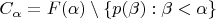 $C_\alpha=F(\alpha)\setminus\{p(\beta): \beta<\alpha\}$