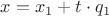 $x=x_1+t\cdot q_1$