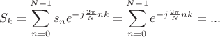 $$S_k=\sum\limits_{n=0}^{N-1}s_ne^{-j\frac {2\pi}{N}nk}=\sum\limits_{n=0}^{N-1}e^{-j\frac {2\pi}{N}nk}=...$$