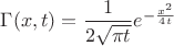 $\Gamma(x,t)=\dfrac{1}{2\sqrt{\pi t}}e^{-\frac{x^2}{4t}}$