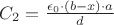 $C_2=\frac{\epsilon_0 \cdot (b-x)\cdot a}{d}$