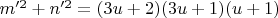 $m'^2+n'^2=(3u+2)(3u+1)(u+1)$