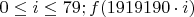 $0\le i\le 79; f(1919190\cdot i)$