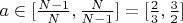 $a\in[\frac{N-1}{N}, \frac{N}{N-1}]=[\frac{2}{3}, \frac{3}{2}]$
