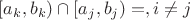 $[a_k, b_k)\cap [a_j, b_j) = \empty, i \neq j$