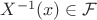 $X^{-1}(x)\in\mathcal F$