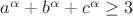 $a^\alpha+b^\alpha+c^\alpha \ge 3$