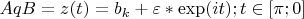 $AqB={z(t)=b_k+\varepsilon*\exp(it)}; t \in [\pi;0]}$