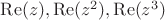 $\mathrm{Re}(z),\mathrm{Re}(z^2),\mathrm{Re}(z^3)$