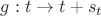 $g:t \to t+s_t $