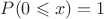 $P(0\leqslant x)=1$