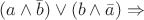 $(a \land \bar b) \lor (b \land \bar a) \Rightarrow$
