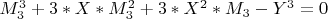 $ M_3^3+3*X*M_3^2+3*X^2*M_3-Y^3=0 $