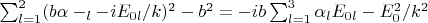$\sum_{l=1}^2 (b\alpha-_l- i E_{0l}/k)^2-b^2=-i b \sum_{l=1}^3 \alpha_l E_{0l}-E_0^2/k^2$