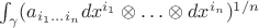 $\int_\gamma (a_{i_1\ldots i_n}dx^{i_1}\otimes\ldots\otimes dx^{i_n})^{1/n}$