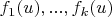 $f_1(u), ..., f_k(u)$