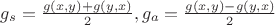 $g_s=\frac {g(x,y)+g(y,x)}2, g_a=\frac {g(x,y)-g(y,x)}2$
