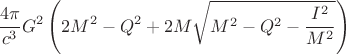 $$\frac{4\pi}{c^3}G^2\left(2M^2-Q^2+2M\sqrt{M^2-Q^2-\frac{I^2}{M^2}}\right)$$
