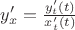$y_x'=\frac{y'_t(t)}{x'_t(t)}$