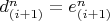 $d^n_{(i+1)}=e^n_{(i+1)}$