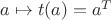 $a\mapsto t(a)= a^T$