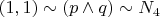 $(1, 1)\sim (p\wedge  q)\sim N_4$