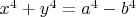 $x^4+y^4=a^4-b^4$