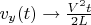 $v_y(t)\to \frac{V^2 t}{2L}$