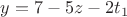 $y=7-5z-2t_1$