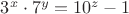 $3^x\cdot7^y=10^z-1$