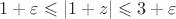$1 + \varepsilon \leqslant |1 + z| \leqslant 3 + \varepsilon$
