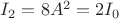 $I_2=8A^2=2I_0$