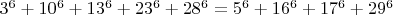 $3^6+10^6+13^6+23^6+28^6=5^6+16^6+17^6+29^6$