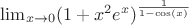 $\lim_{x\to 0}({1+x^2e^x})^{\frac{1}{1-\cos(x)}}$
