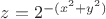 $z=2^{-{(x^2+y^2)}}$