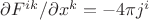 \partial{F^{ik}}/\partial{x^k} = - 4\pi j^i