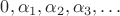 $0,\alpha_1,\alpha_2,\alpha_3,\ldots$