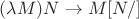 $(\lambda M)N\to M[N/]$