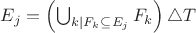 $E_j = \left(\bigcup_{k | F_k \subseteq E_j} F_k \right)\triangle T$