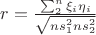 $r = \frac {\sum_2^n \xi_i \eta_i} {\sqrt{ns_1^2 ns_2^2}}$
