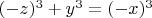 $(-z)^3+y^3=(-x)^3$
