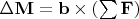 $\Delta{\bf M}={\bf b}\times\left(\sum{\bf F}\right)$