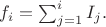 $f_i = \sum_{j=1}^i I_j.$